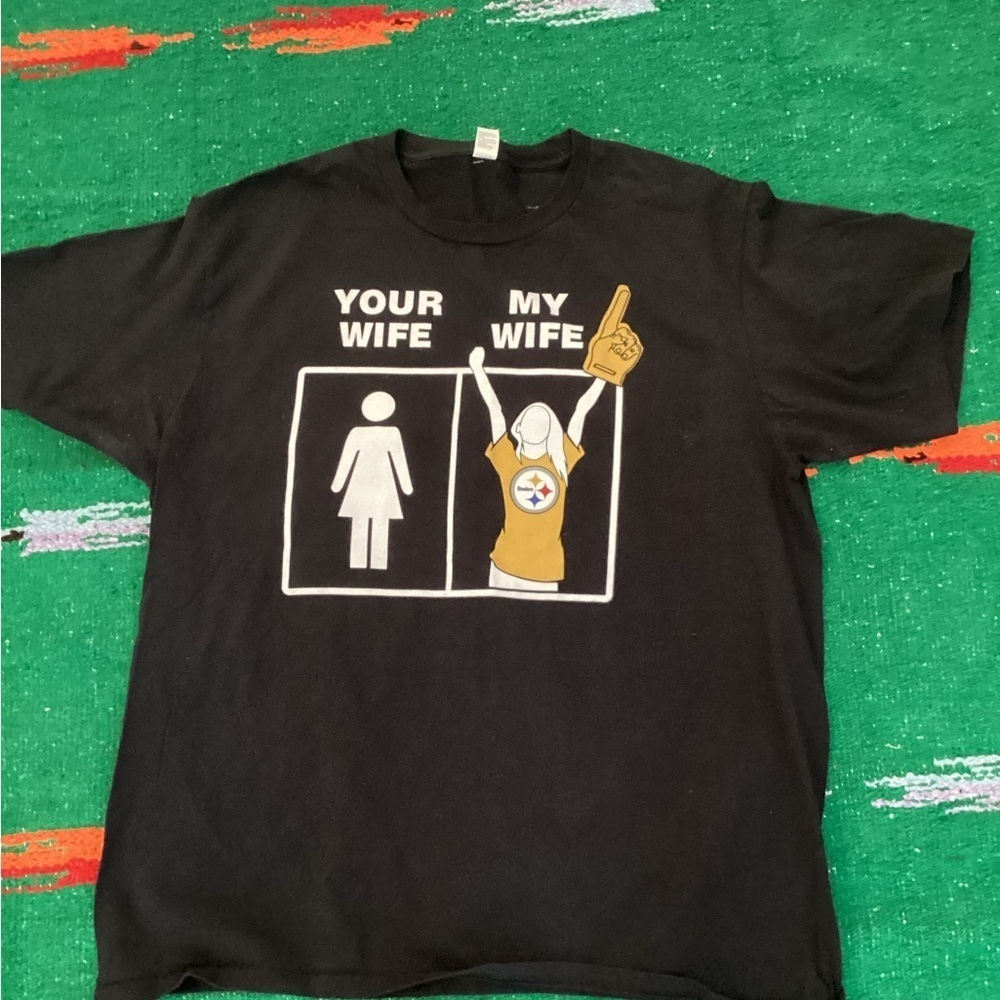Black Graphic Men's T-Shirt STEELERS YOUR WIFE MY WIFE T SHIRT-SZ XL